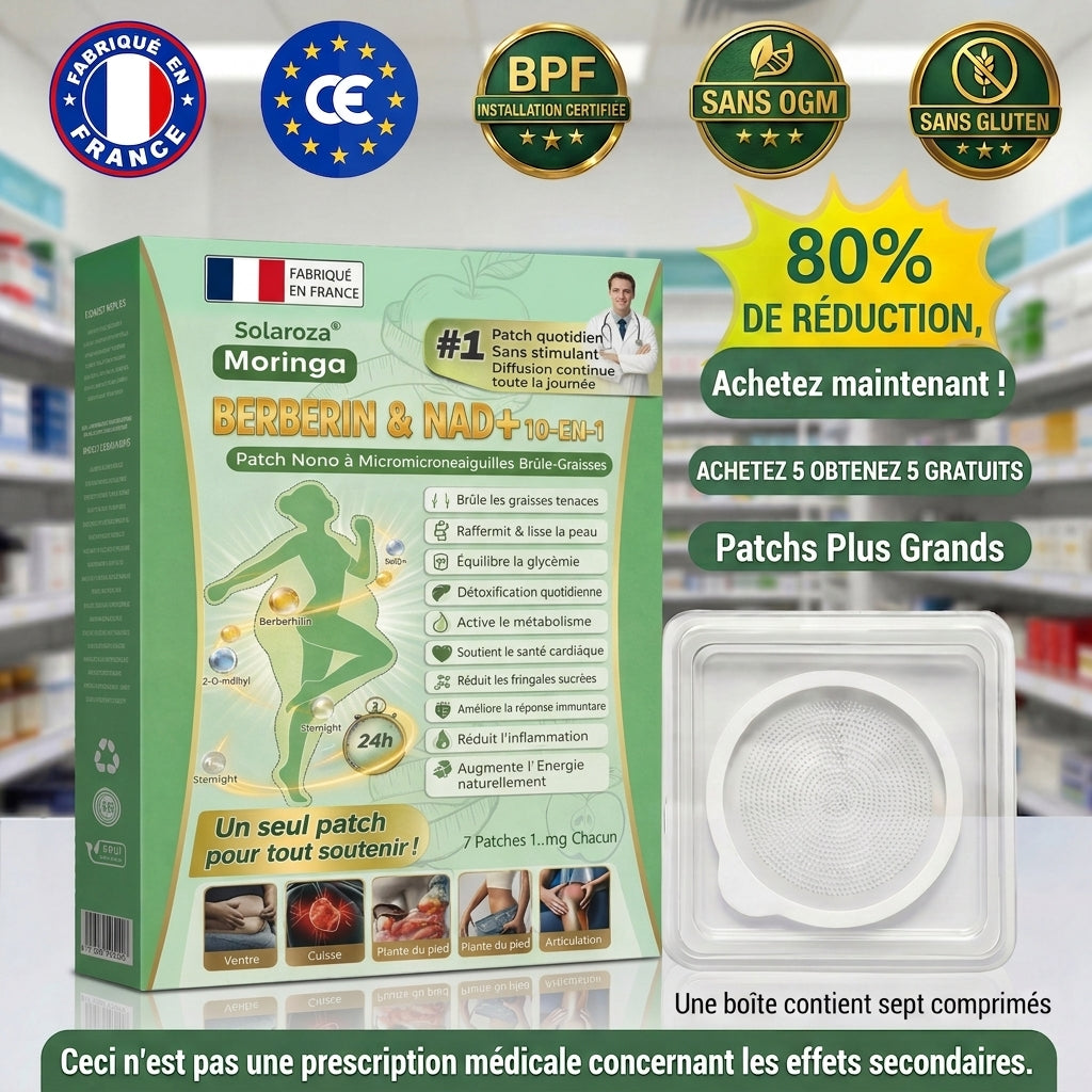 Boutique Officielle 🇫🇷 | 🌿 Patch Minceur Solaroza® 10-en-1 : Relancez le Métabolisme et Brûlez les Graisses (NAD+ & Berbérine)